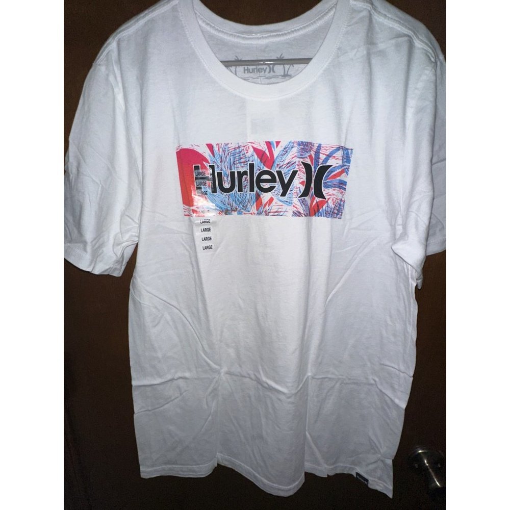 Hurley Mens Floro Boro White T-Shirt, Size M,‎ NWT